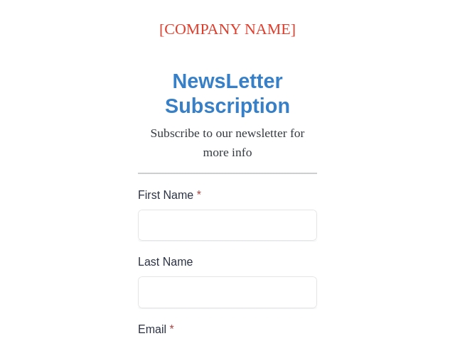 NewsLetter Subscription Template - FormNX