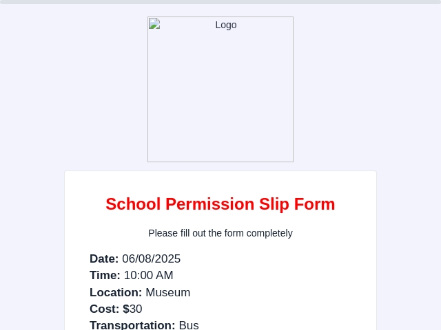 School Permission Slip Form - Free Template | Customize & Use - FormNX