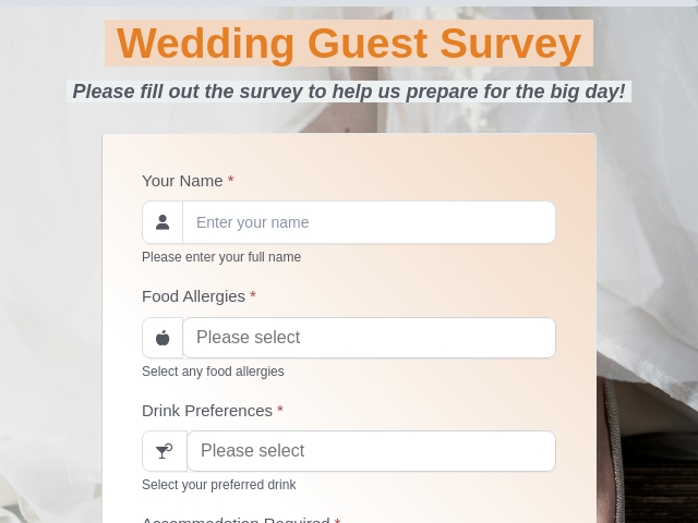 Wedding Guest Survey - Free Template | Customize & Use - FormNX